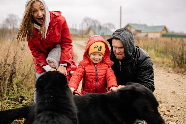 Family and dog